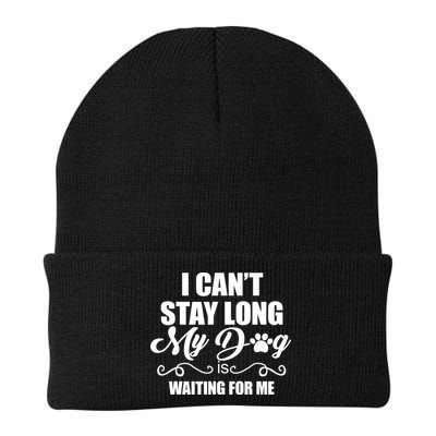 I CanT Stay Long My Dog Is Waiting For Me Funny Dog Lover Beanie