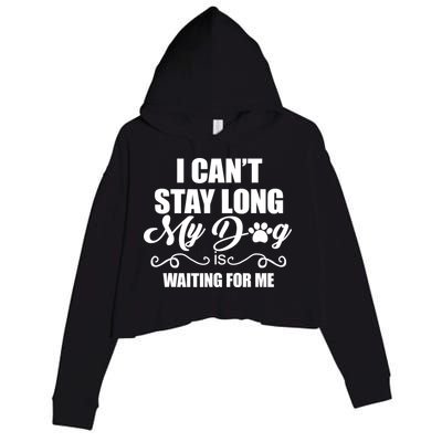 I CanT Stay Long My Dog Is Waiting For Me Funny Dog Lover Crop Fleece Hoodie