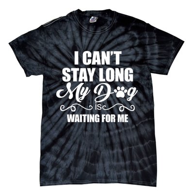 I CanT Stay Long My Dog Is Waiting For Me Funny Dog Lover Tie-Dye T-Shirt