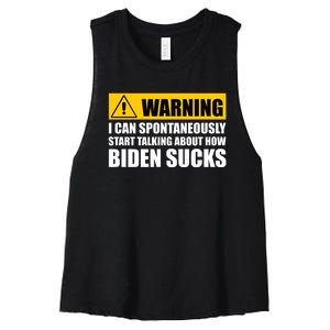 I Can Spontaneously Start Talking About How Biden Sucks Women's Racerback Cropped Tank