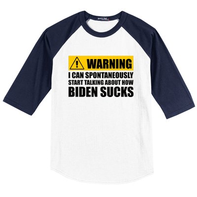 I Can Spontaneously Start Talking About How Biden Sucks Baseball Sleeve Shirt