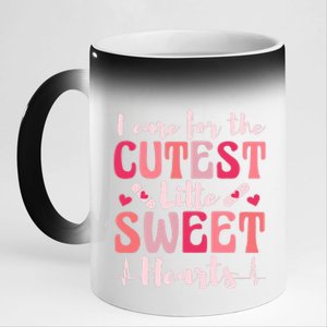 I Care Sweet Hearts Retro Groovy Valentines Day For Nurse 11oz Black Color Changing Mug