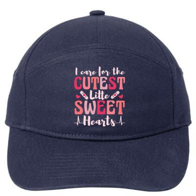 I Care Sweet Hearts Retro Groovy Valentines Day For Nurse 7-Panel Snapback Hat