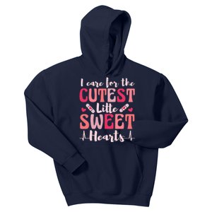 I Care Sweet Hearts Retro Groovy Valentines Day For Nurse Kids Hoodie