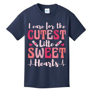 I Care Sweet Hearts Retro Groovy Valentines Day For Nurse Kids T-Shirt