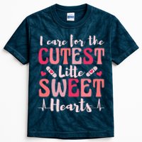 I Care Sweet Hearts Retro Groovy Valentines Day For Nurse Kids Tie-Dye T-Shirt