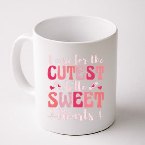 I Care Sweet Hearts Retro Groovy Valentines Day For Nurse Coffee Mug