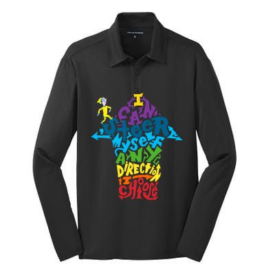 I Can Steer Myself Any Direction I Choose Reading Day National Read Across Silk Touch Performance Long Sleeve Polo