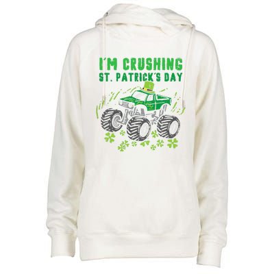 Im Crushing St Patricks Day Monster Truck Womens Funnel Neck Pullover Hood