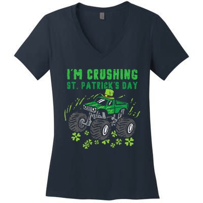 Im Crushing St Patricks Day Monster Truck Women's V-Neck T-Shirt