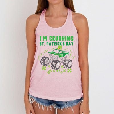 Im Crushing St Patricks Day Monster Truck Women's Knotted Racerback Tank