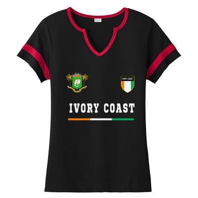 Ivory Coast Sportsoccer Jersey Flag Football Ladies Halftime Notch Neck Tee