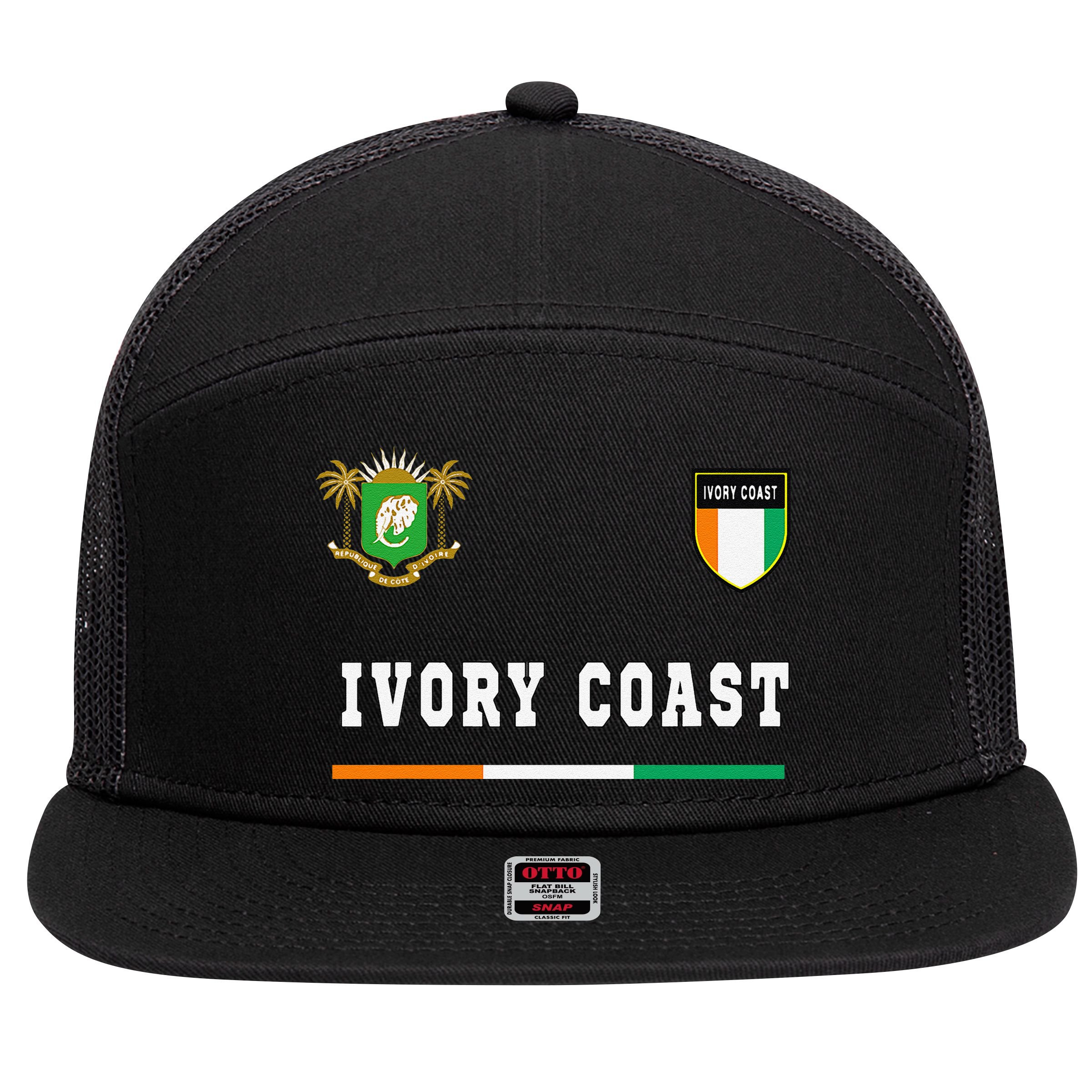 Ivory Coast Sportsoccer Jersey Flag Football 7 Panel Mesh Trucker Snapback Hat