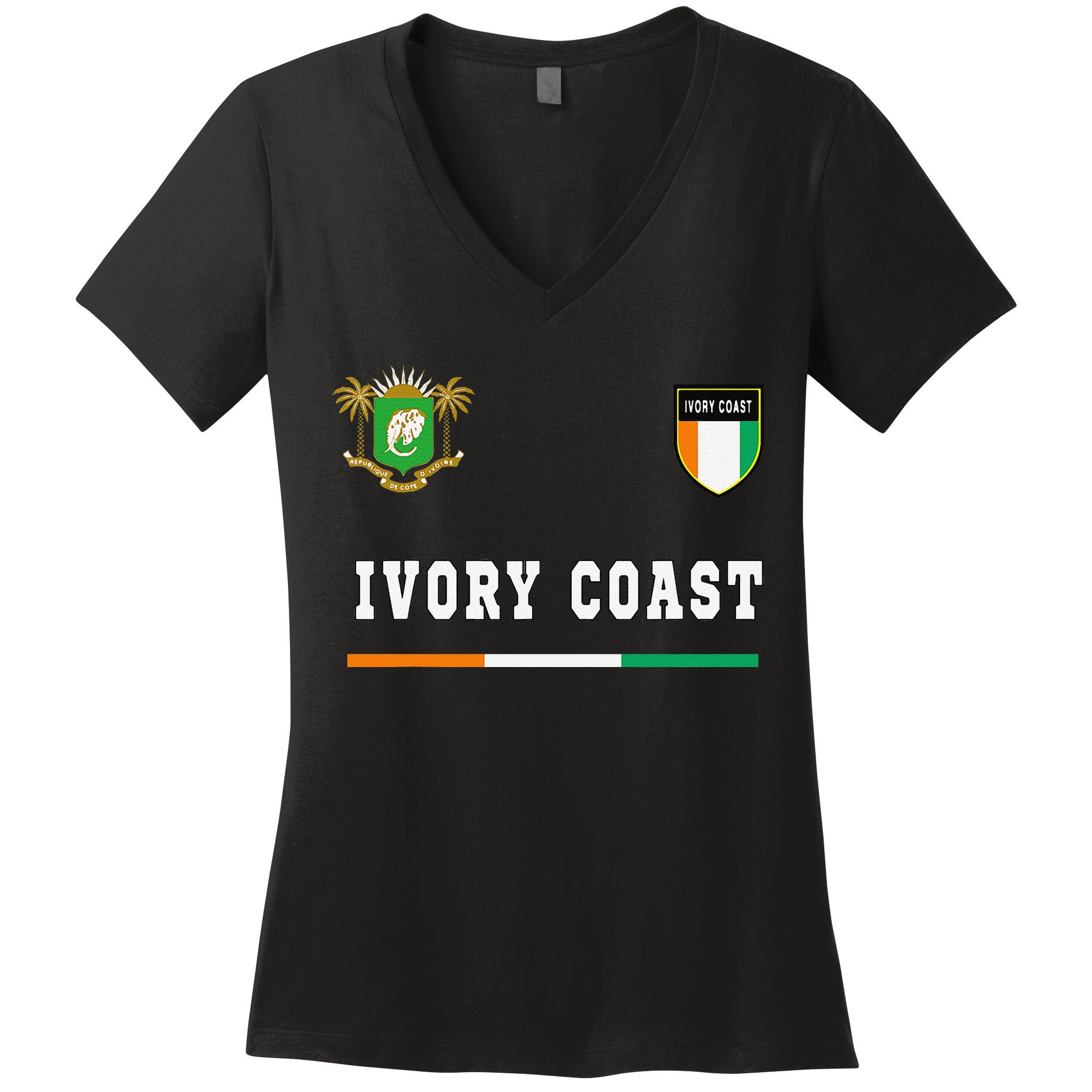 Ivory Coast Sportsoccer Jersey Flag Football Women's V-Neck T-Shirt
