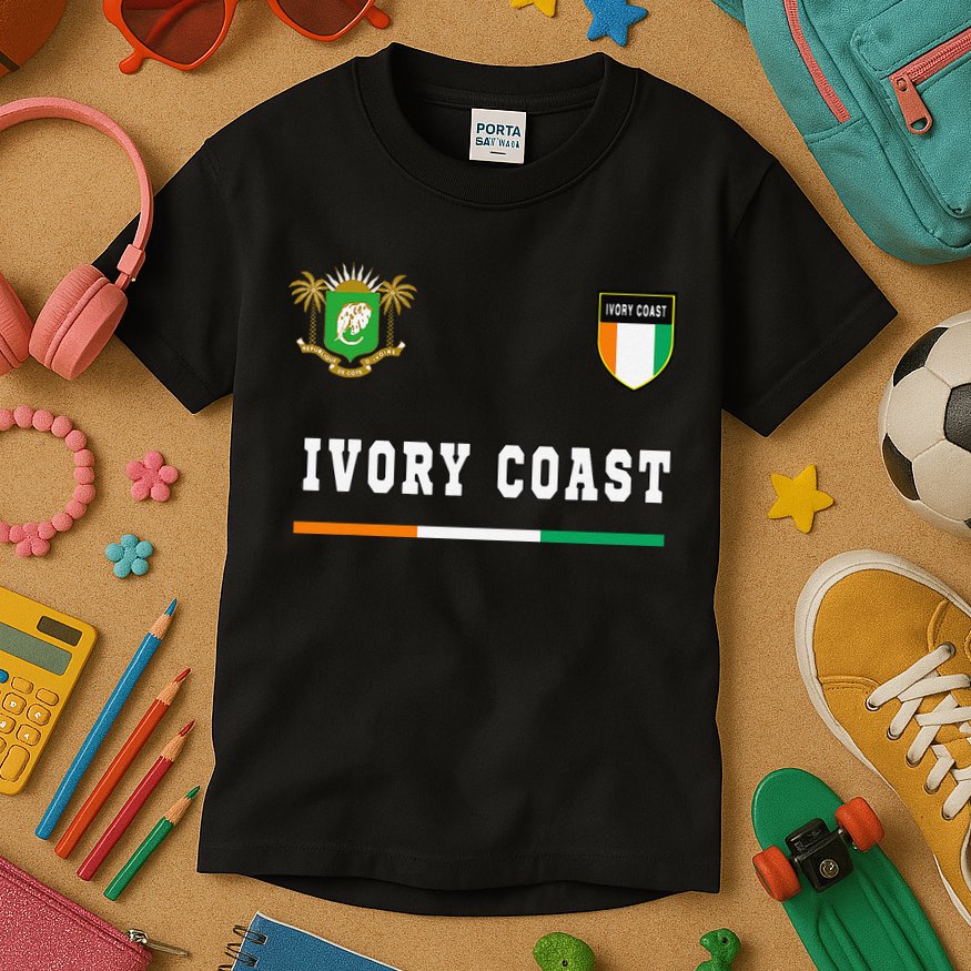 Ivory Coast Sportsoccer Jersey Flag Football Kids T-Shirt