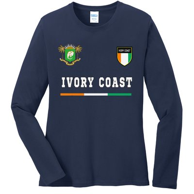 Ivory Coast Sportsoccer Jersey Flag Football Ladies Long Sleeve Shirt