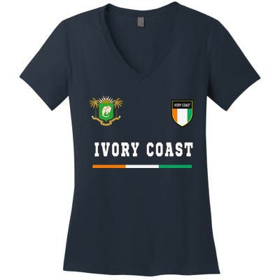 Ivory Coast Sportsoccer Jersey Flag Football Women's V-Neck T-Shirt