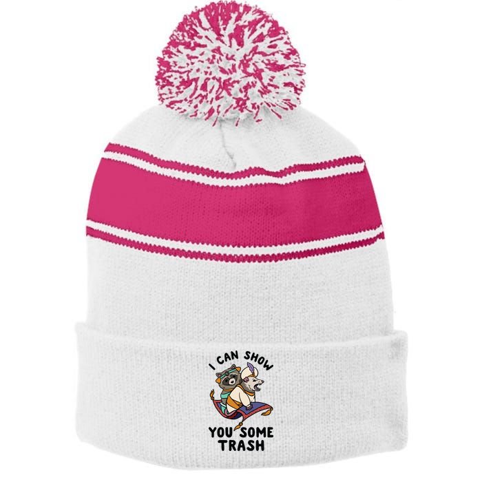 I Can Show You Some Trash, Funny Raccoon And Possum Stripe Pom Pom Beanie