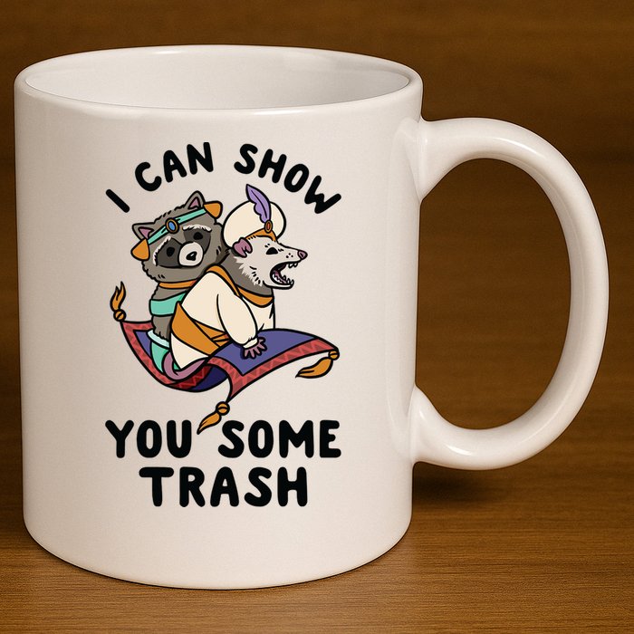I Can Show You Some Trash, Funny Raccoon And Possum 11oz C Handle Ceramic Mug