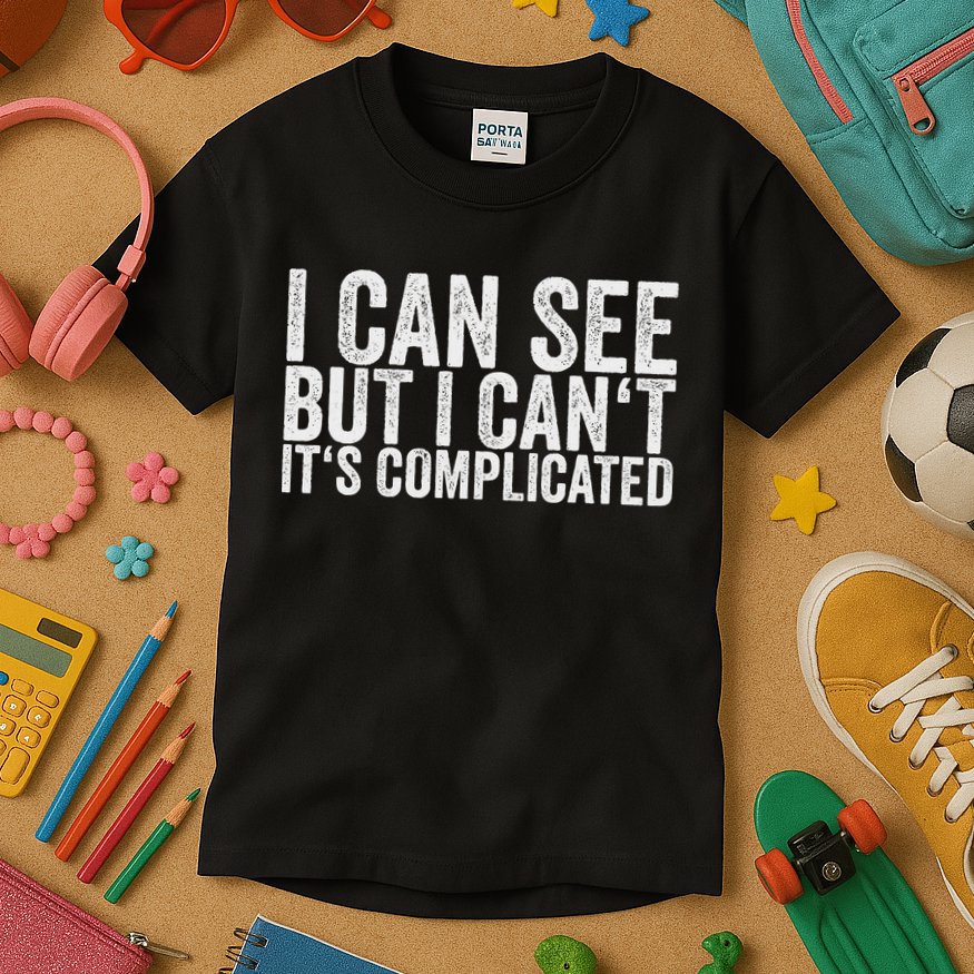 I Can See But I Can't It's Complicated Kids T-Shirt