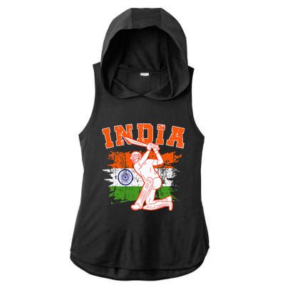 India Cricket Supporters Jersey Indian Cricket Fans Ladies PosiCharge Tri-Blend Wicking Draft Hoodie Tank