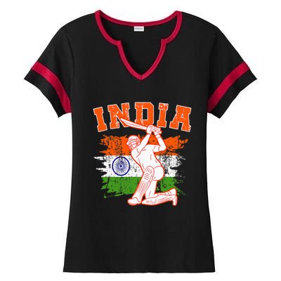 India Cricket Supporters Jersey Indian Cricket Fans Ladies Halftime Notch Neck Tee