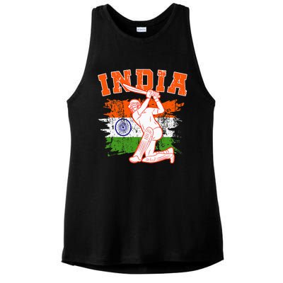 India Cricket Supporters Jersey Indian Cricket Fans Ladies PosiCharge Tri-Blend Wicking Tank