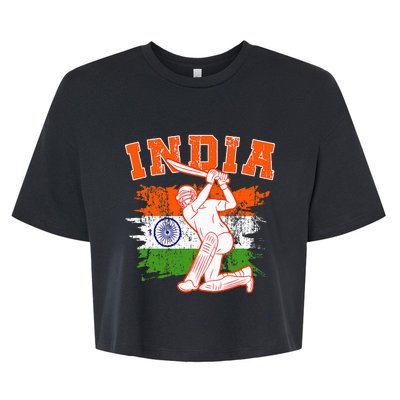 India Cricket Supporters Jersey Indian Cricket Fans Bella+Canvas Jersey Crop Tee