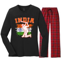 India Cricket Supporters Jersey Indian Cricket Fans Women's Long Sleeve Flannel Pajama Set 