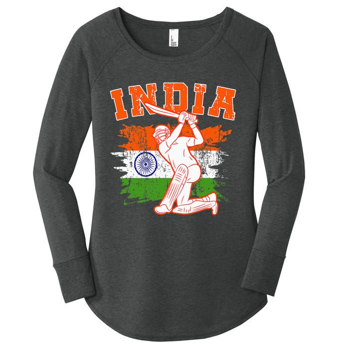 India Cricket Supporters Jersey Indian Cricket Fans Women's Perfect Tri Tunic Long Sleeve Shirt