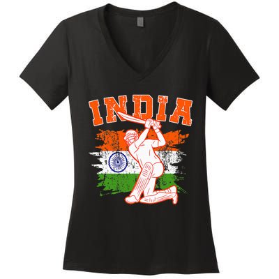 India Cricket Supporters Jersey Indian Cricket Fans Women's V-Neck T-Shirt