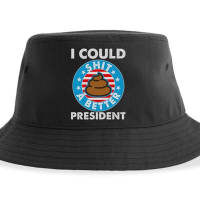 I Could Shit A Better President Poop Emblem Sustainable Bucket Hat