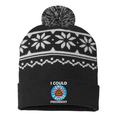 I Could Shit A Better President Poop Emblem USA-Made Snowflake Beanie