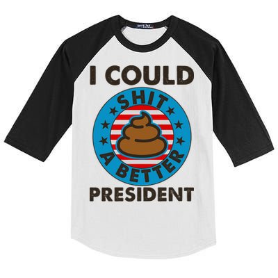 I Could Shit A Better President Poop Emblem Kids Colorblock Raglan Jersey