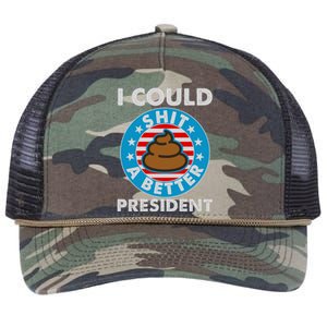 I Could Shit A Better President Poop Emblem Retro Rope Trucker Hat Cap