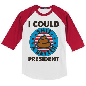 I Could Shit A Better President Poop Emblem Kids Colorblock Raglan Jersey