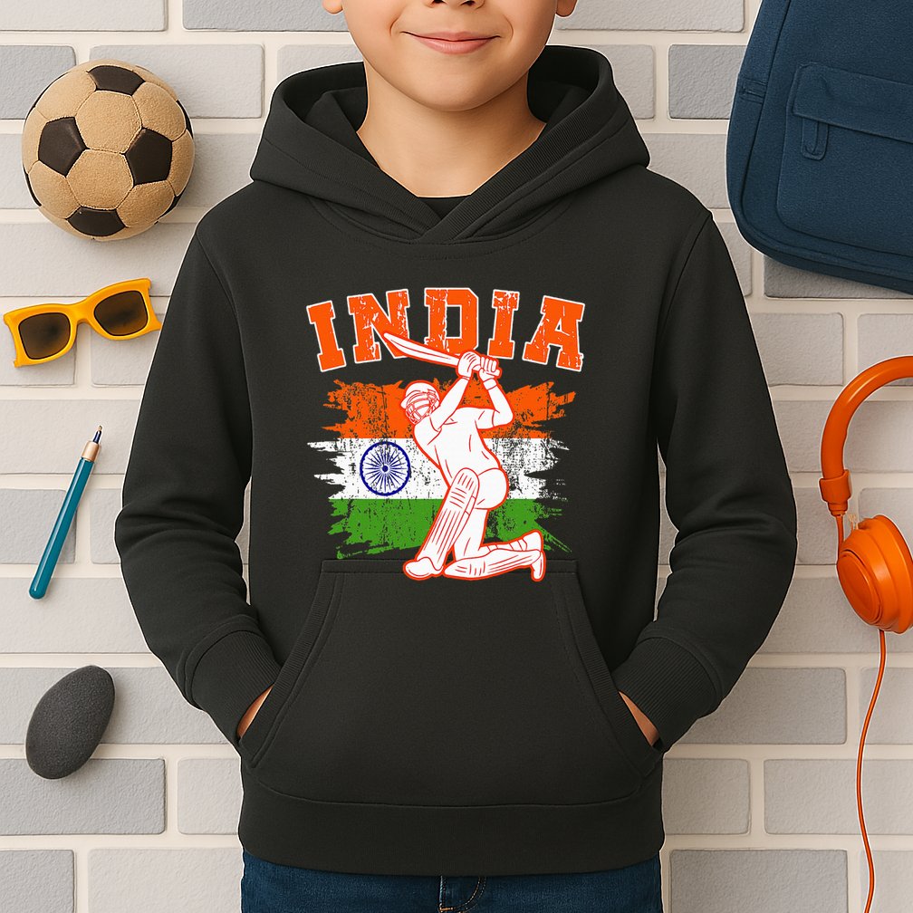 India Cricket Supporters Jersey Indian Kids Hoodie