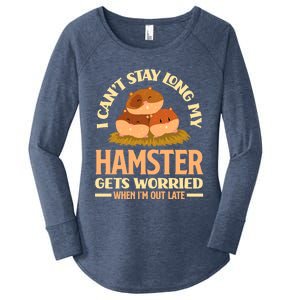 I Can't Stay Long My Hamster Gets Worried Funny Hamster Gift Women's Perfect Tri Tunic Long Sleeve Shirt