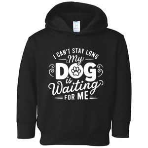 I CanT Stay Long. My Dog Is Waiting For Me Funny Dog Lover Toddler Hoodie