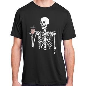 Iced Coffee Skeleton Drinking Halloween Skull Adult ChromaSoft Performance T-Shirt