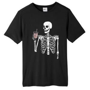 Iced Coffee Skeleton Drinking Halloween Skull Tall Fusion ChromaSoft Performance T-Shirt