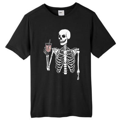 Iced Coffee Skeleton Drinking Halloween Skull Tall Fusion ChromaSoft Performance T-Shirt