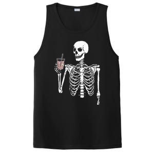 Iced Coffee Skeleton Drinking Halloween Skull PosiCharge Competitor Tank