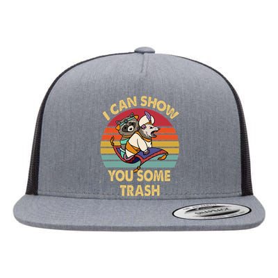 I Can Show You Some Trash Funny Raccoon Vintage Lovers Flat Bill Trucker Hat