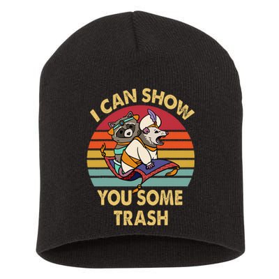 I Can Show You Some Trash Funny Raccoon Vintage Lovers Short Acrylic Beanie