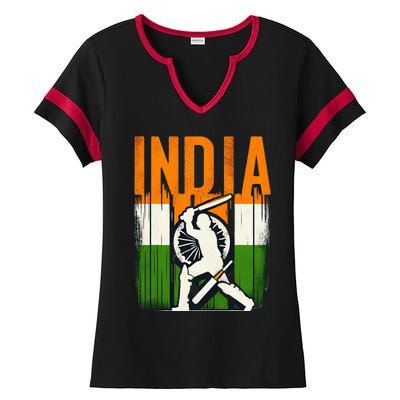 India Cricket Supporters Jersey Indian Cricket Fans Ladies Halftime Notch Neck Tee