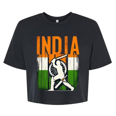 India Cricket Supporters Jersey Indian Cricket Fans Bella+Canvas Jersey Crop Tee