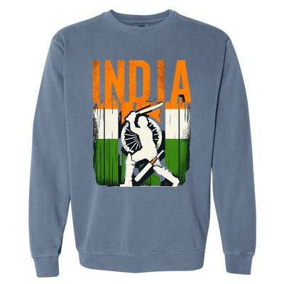 India Cricket Supporters Jersey Indian Cricket Fans Garment-Dyed Sweatshirt