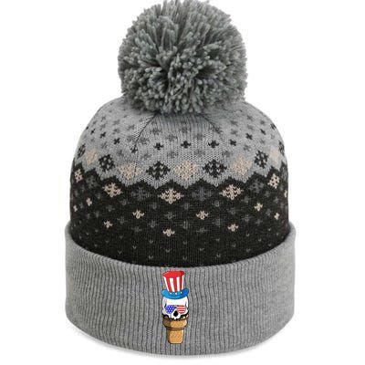 Ice Cream Skull 4th Of July Funny USA Flag Patriotic The Baniff Cuffed Pom Beanie