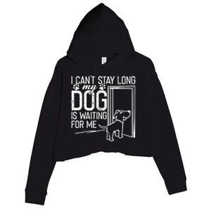 I CanT Stay Long. My Dog Is Waiting For Me Funny Dog Lover Crop Fleece Hoodie